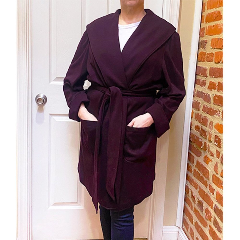 Vintage Db Life By Dana Buchman Wool Robe Style Coat In Dark Purple